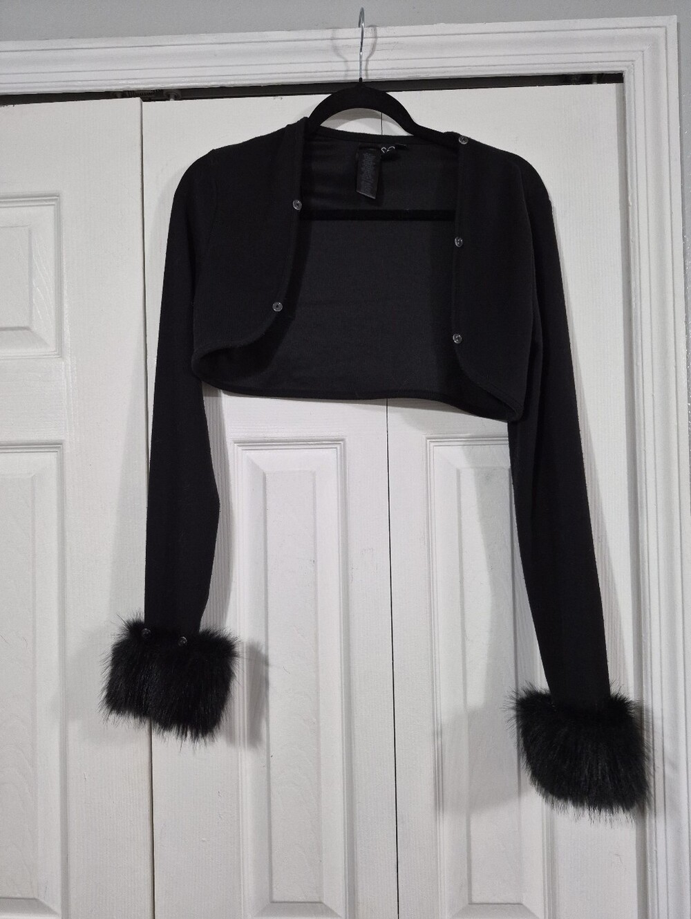 Y2K Goth Chic Cropped Bolero/Shrug w/ Faux-Fur Cuffs